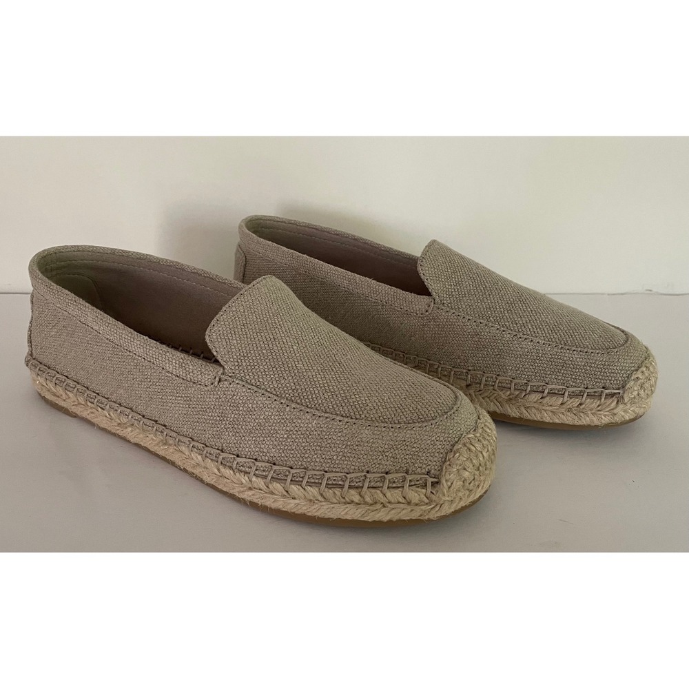 Eileen Fisher Lyla Natural Canvas Espadrille Loafers Beige Slip On Coastal 6.5